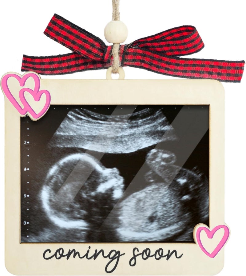 Hangwoous Ultrasound Picture Frame Ornament with Plastic Cover - Baby Coming Soon Announcement for Grandparents, Husband - Sonogram Photo Frame Ornament - Ultrasound Picture Protector - Baby Gender Reveal Gift - Image 1